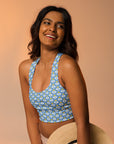 "Queen of the Pickleball Court" Longline Fitness Bra in Jordy Blue
