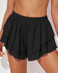 Black Layered Mid-Rise Waist Active Short