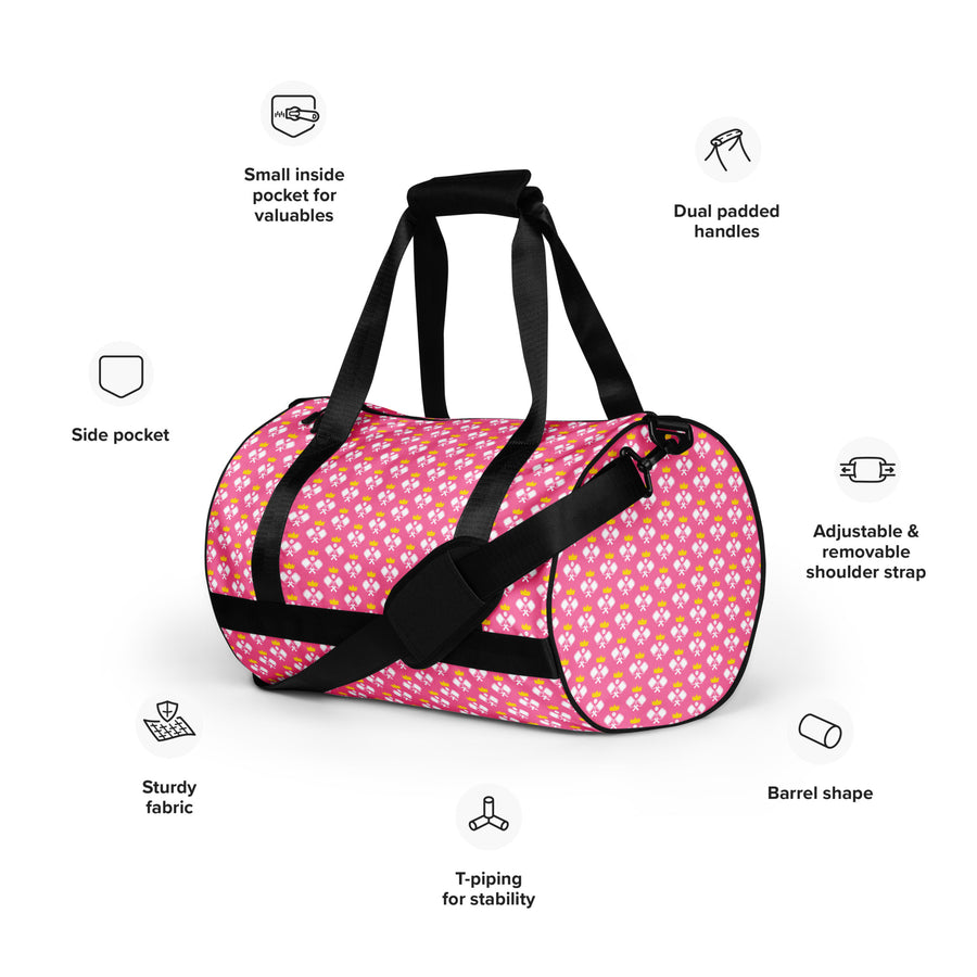 Pickleball Royalty Gym Bag in Brilliant Rose