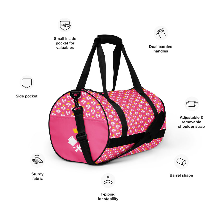 Pickleball Royalty Gym Bag in Brilliant Rose