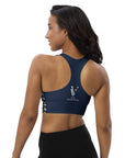 "Queen of the Pickleball Court" Longline Fitness Bra in Navy