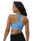 "Queen of the Pickleball Court" Longline Fitness Bra in Jordy Blue