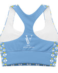 "Queen of the Pickleball Court" Longline Fitness Bra in Jordy Blue