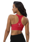 "Queen of the Pickleball Court" Longline Fitness Bra in Red