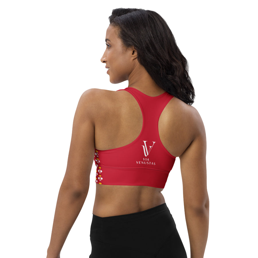 "Queen of the Pickleball Court" Longline Fitness Bra in Red