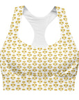 "Queen of the Pickleball Court" Longline Fitness Bra in White/Old Gold