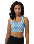 "Queen of the Pickleball Court" Longline Fitness Bra in Jordy Blue