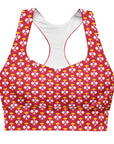 "Queen of the Pickleball Court" Longline Fitness Bra in Red