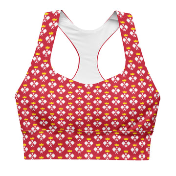 "Queen of the Pickleball Court" Longline Fitness Bra in Red