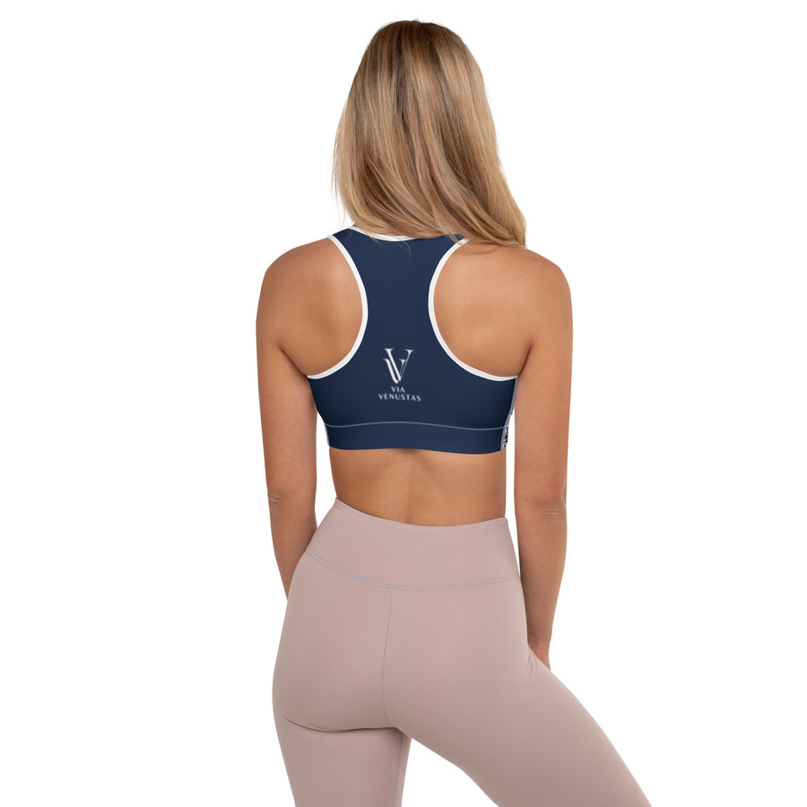 "Queen of the Pickleball Court" Fitness Bra in Navy