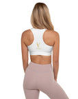 "Queen of the Pickleball Court" Fitness Bra in White/Old Gold