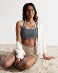 "Queen of the Pickleball Court" Fitness Bra in Navy