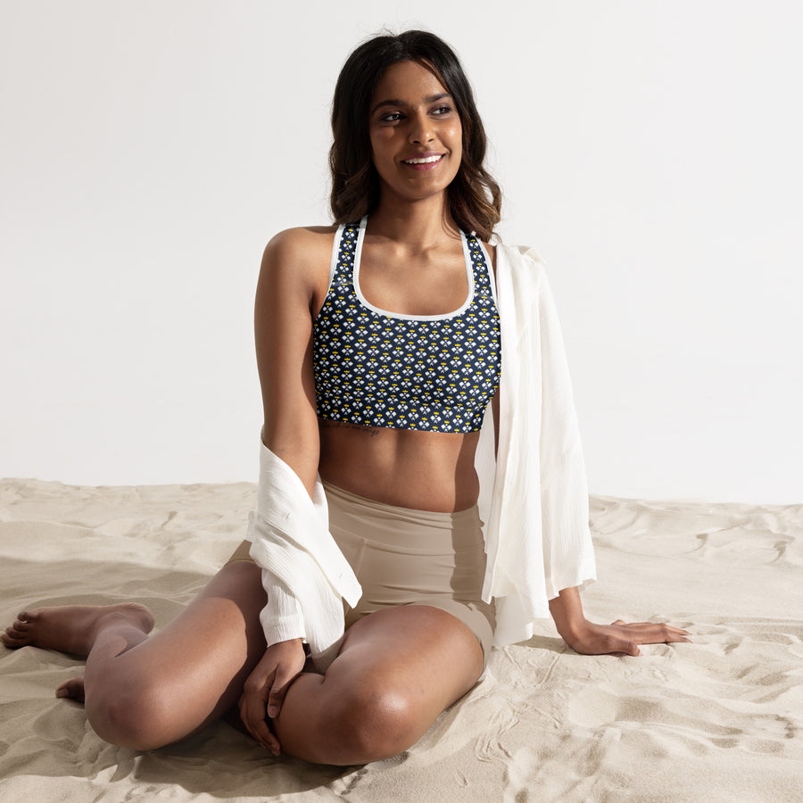 "Queen of the Pickleball Court" Fitness Bra in Navy