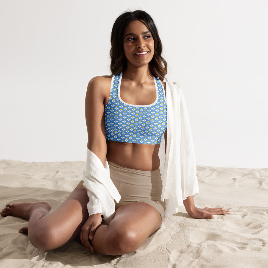 "Queen of the Pickleball Court" Fitness Bra in Jordy Blue