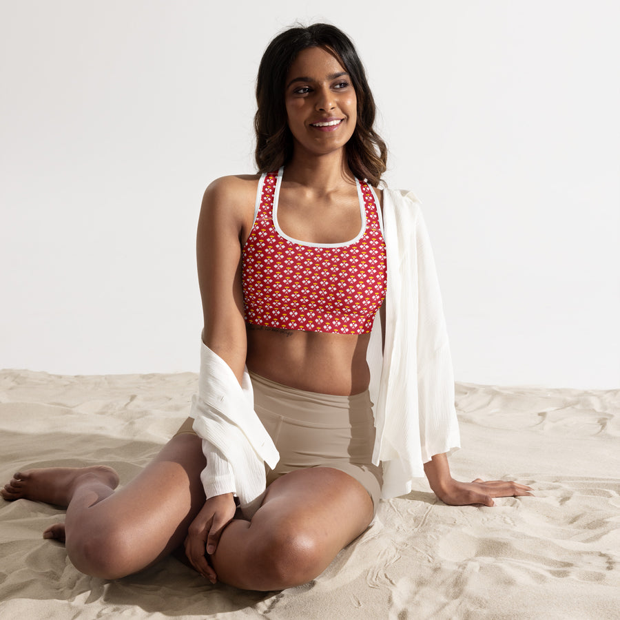 "Queen of the Pickleball Court" Fitness Bra in Red