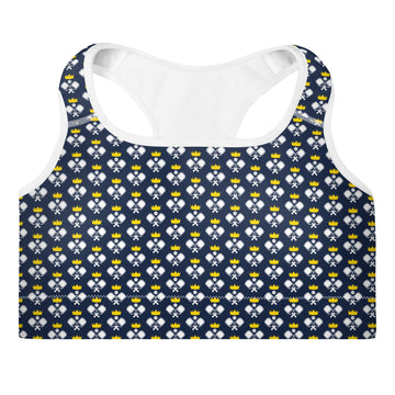 "Queen of the Pickleball Court" Fitness Bra in Navy