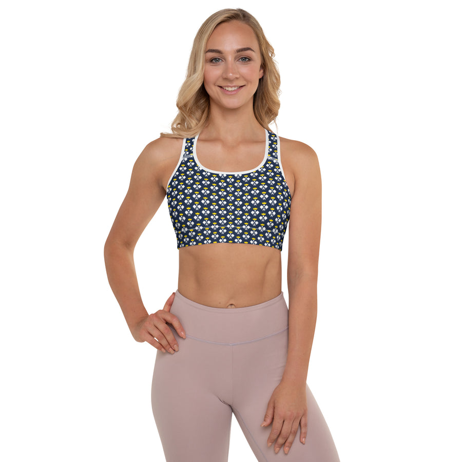 "Queen of the Pickleball Court" Fitness Bra in Navy