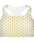 "Queen of the Pickleball Court" Fitness Bra in White/Old Gold