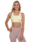 "Queen of the Pickleball Court" Fitness Bra in White/Old Gold