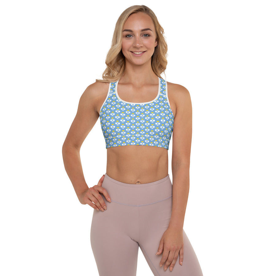 "Queen of the Pickleball Court" Fitness Bra in Jordy Blue