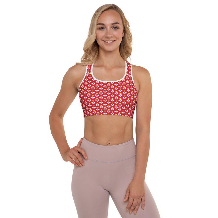 "Queen of the Pickleball Court" Fitness Bra in Red