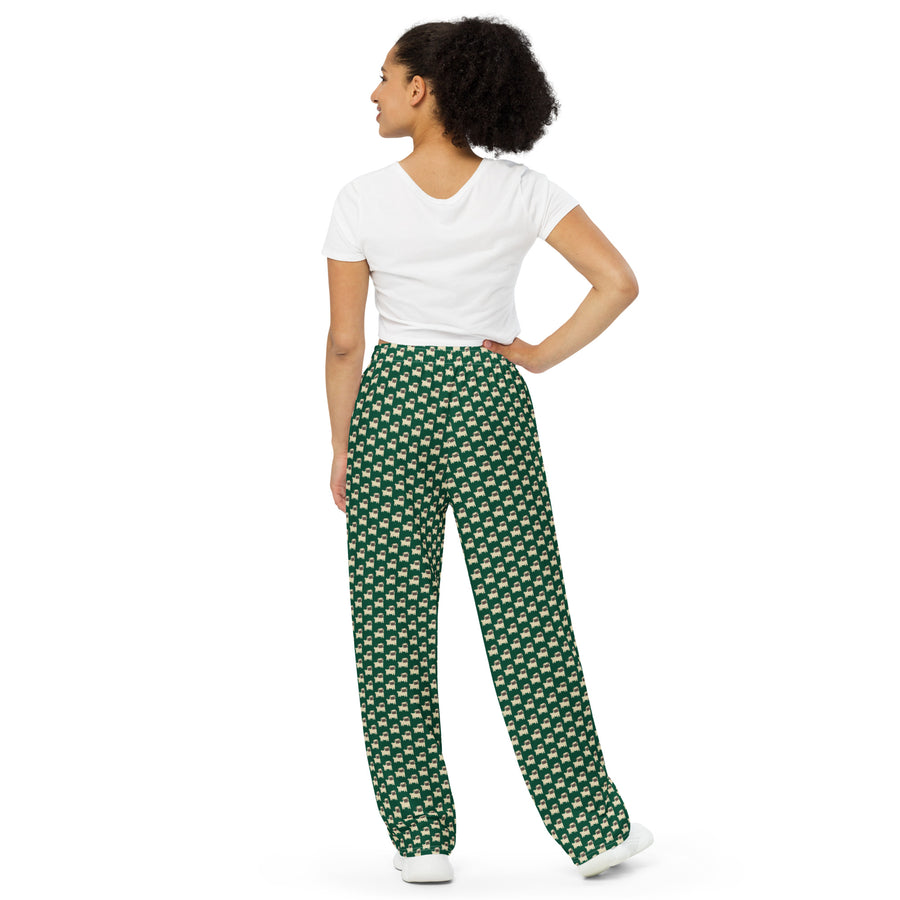 Canine Collective: Pug Lounge Pants in British Racing Green