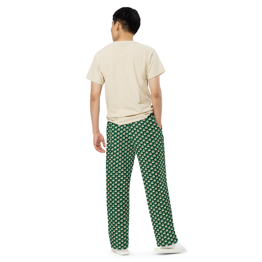 Canine Collective: Pug Lounge Pants in British Racing Green