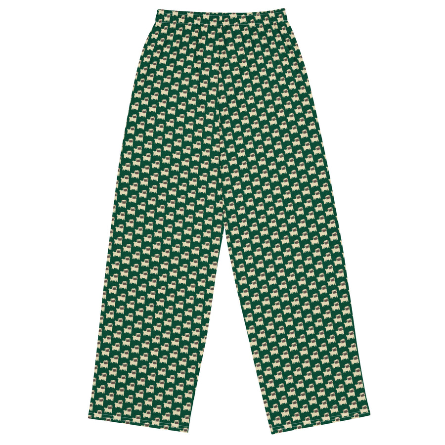 Canine Collective: Pug Lounge Pants in British Racing Green