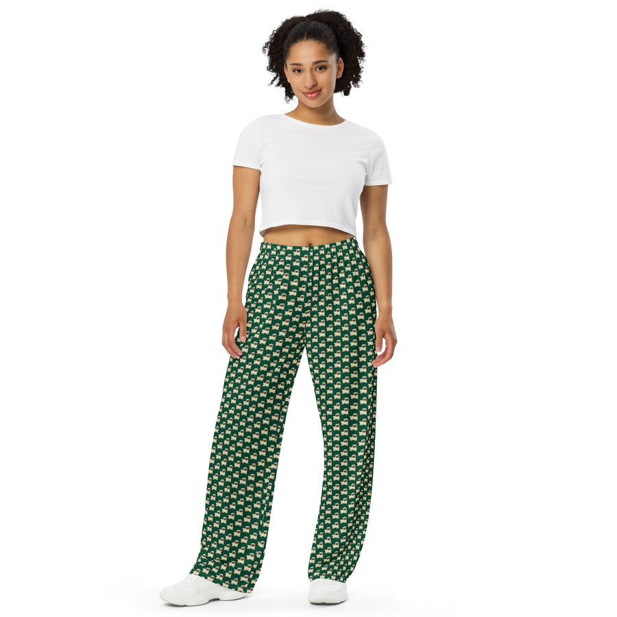 Canine Collective: Pug Lounge Pants in British Racing Green