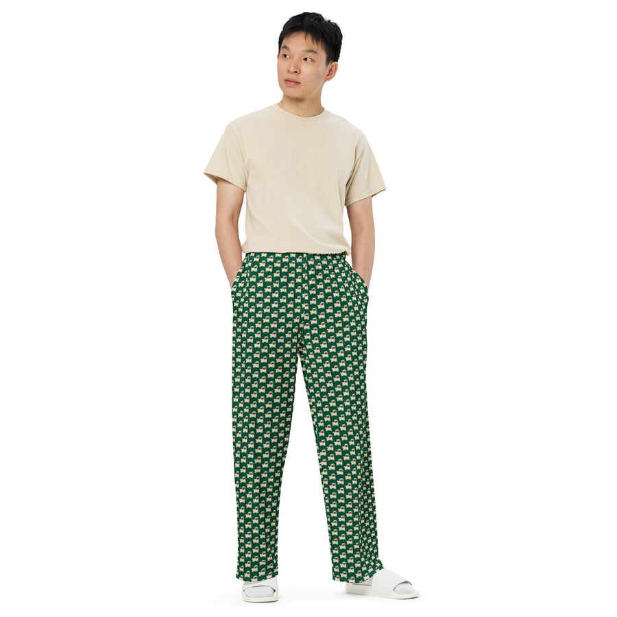 Canine Collective: Pug Lounge Pants in British Racing Green