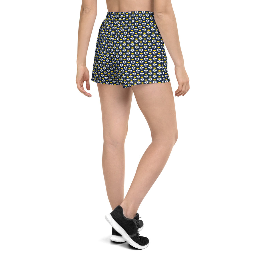 "Queen of the Pickleball Court" Athletic Shorts in Navy/Gold/White