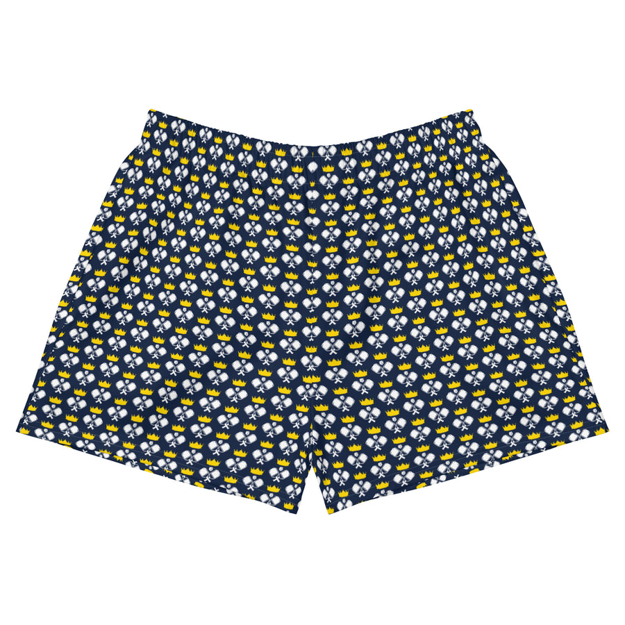 "Queen of the Pickleball Court" Athletic Shorts in Navy/Gold/White