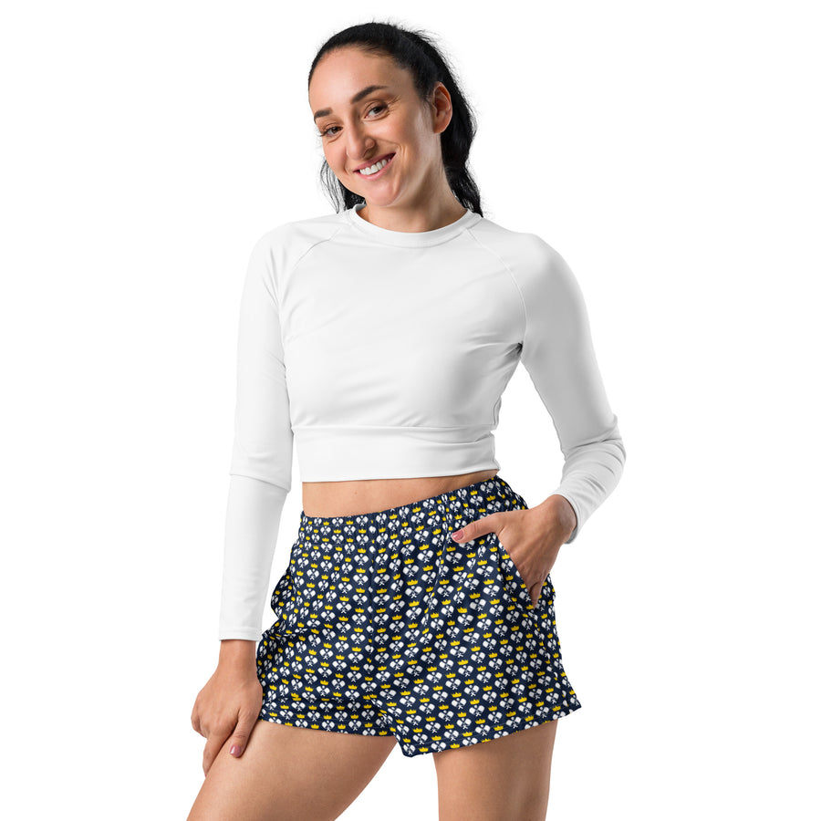 "Queen of the Pickleball Court" Athletic Shorts in Navy/Gold/White