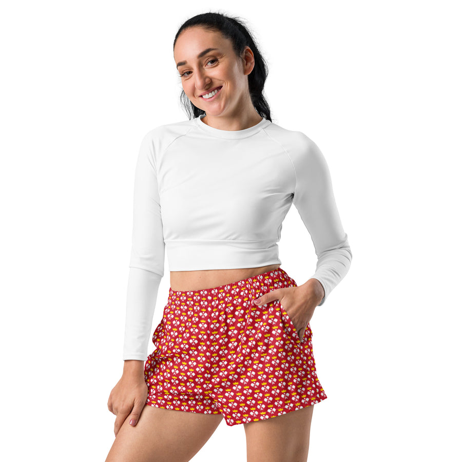 "Queen of the Pickleball Court" Athletic Shorts in Red