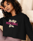 In My Pickleball Era. Crop Top Sweater with Pickle Heart on Left Sleeve