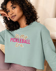 In My Pickleball Era. Crop Top Sweater with Pickle Heart on Left Sleeve