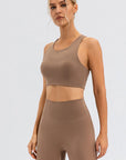 Round Neck Cutout Cropped Active Tank