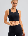 Round Neck Cutout Cropped Active Tank