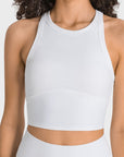 Via Venustas - Racerback Cropped Sports Tank, Fitness Top, White / 4