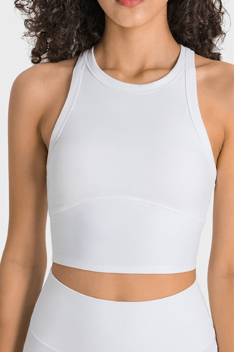 Via Venustas - Racerback Cropped Sports Tank, Fitness Top, White / 4