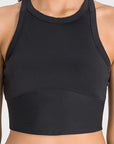 Via Venustas - Racerback Cropped Sports Tank, Fitness Top, Black / 4