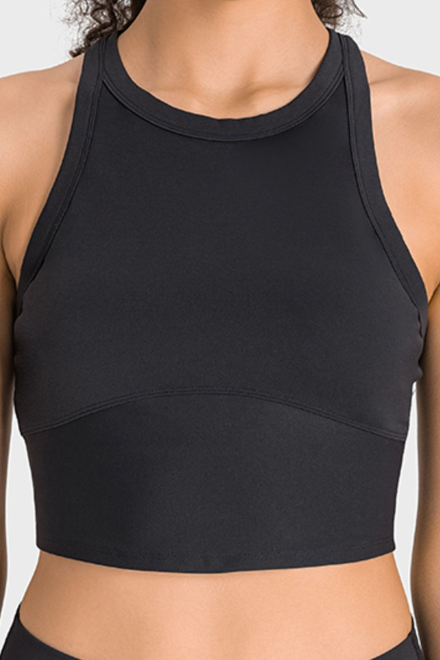 Via Venustas - Racerback Cropped Sports Tank, Fitness Top, Black / 4