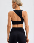 Round Neck Cutout Cropped Active Tank