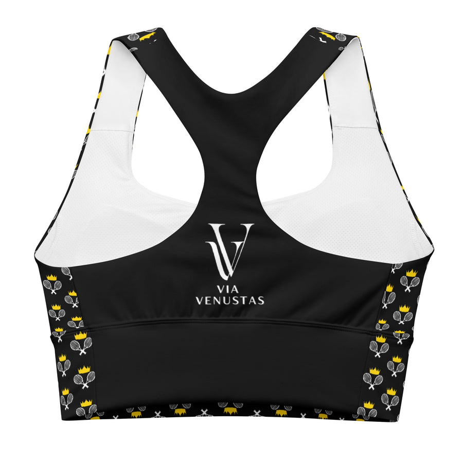 Via Venustas - "Queen of the Court" Longline Fitness Bra in Black/White, Fitness Bra