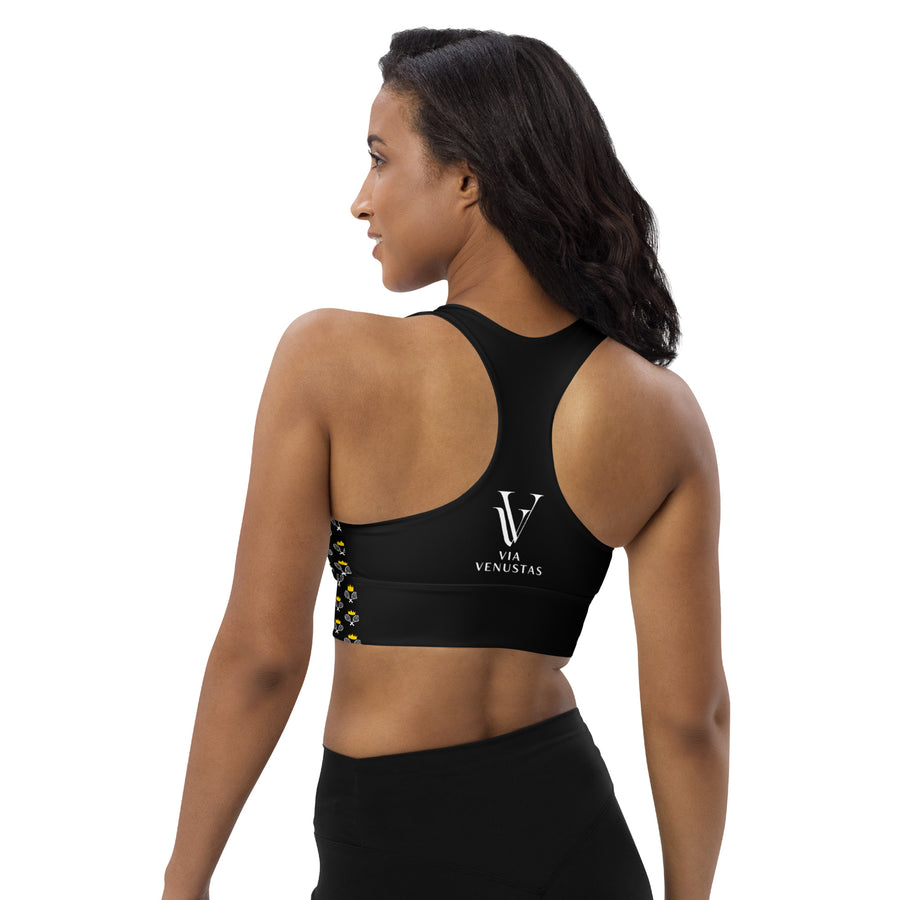 Via Venustas - "Queen of the Court" Longline Fitness Bra in Black/White, Fitness Bra