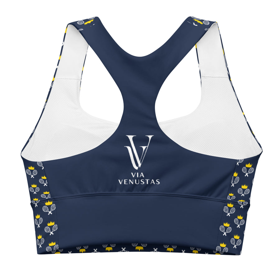 Via Venustas - "Queen of the Court" Longline Fitness Bra in Navy/White, Fitness Bra