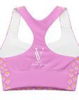 Via Venustas - "Queen of the Court" Longline Fitness Bra in Lavender Rose/White, Fitness Bra