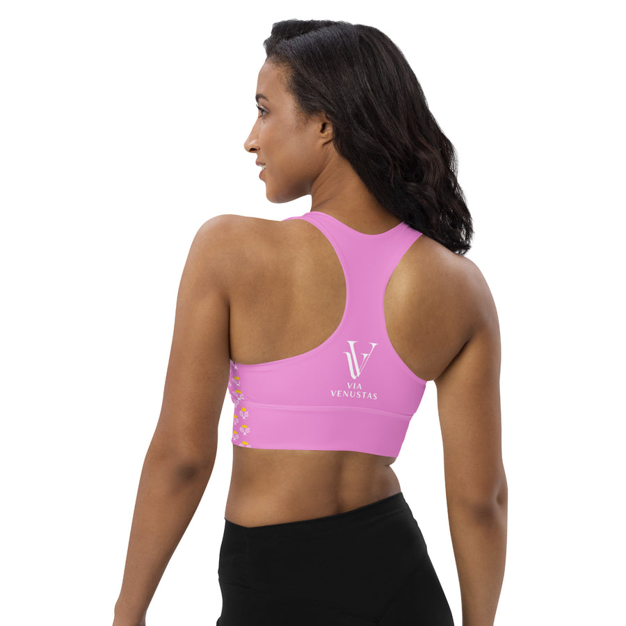 Via Venustas - "Queen of the Court" Longline Fitness Bra in Lavender Rose/White, Fitness Bra