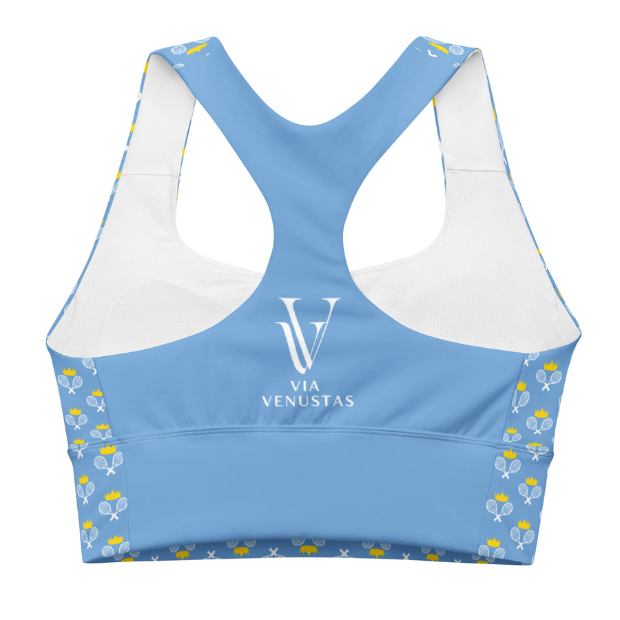 Via Venustas - "Queen of the Court" Longline Fitness Bra in Jordy Blue/White, Fitness Bra