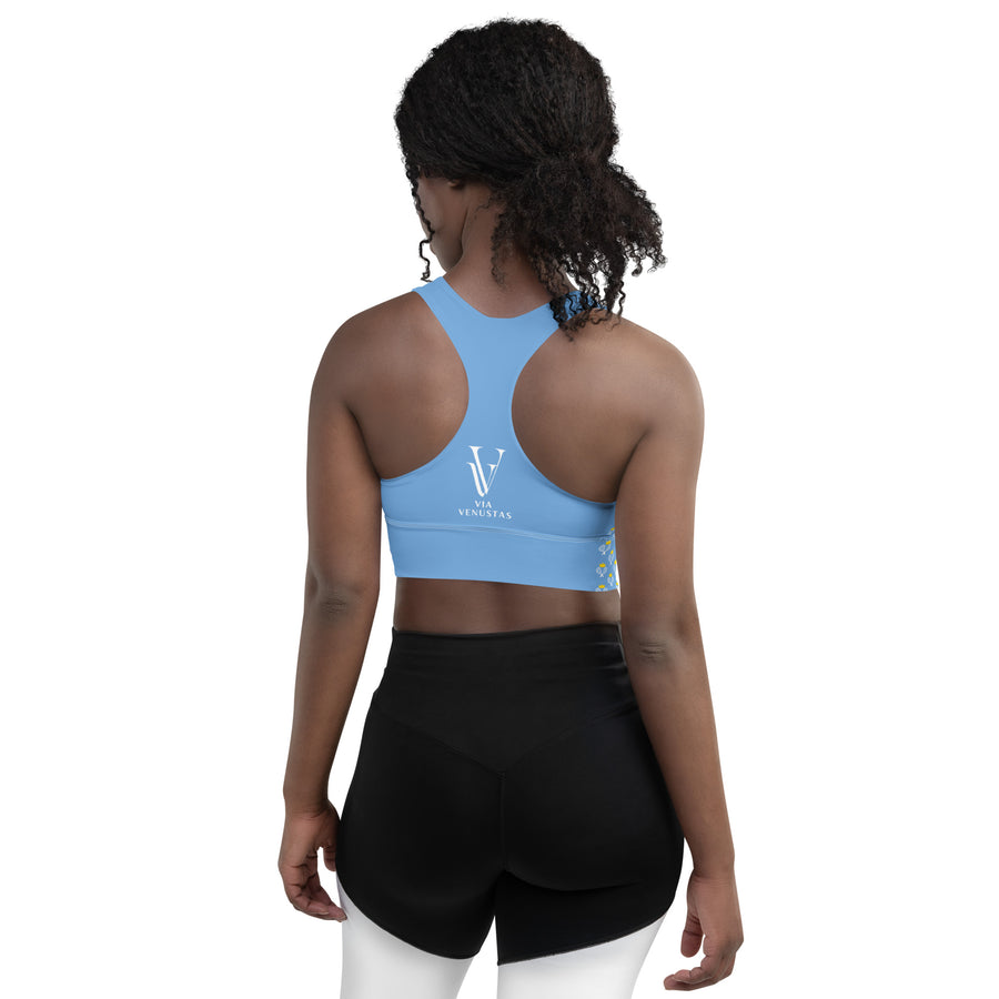 Via Venustas - "Queen of the Court" Longline Fitness Bra in Jordy Blue/White, Fitness Bra